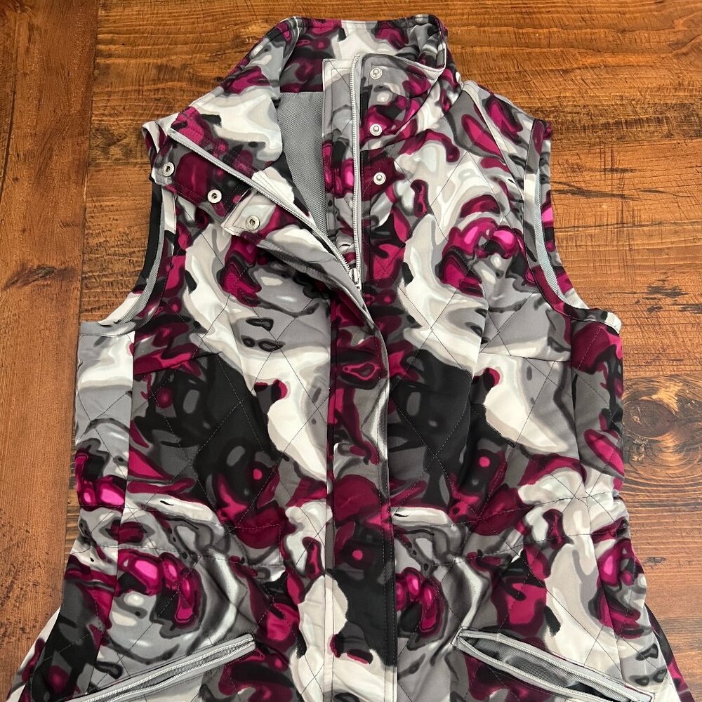 600 West - Women's Vest - Pink/Gray Flower Patterned